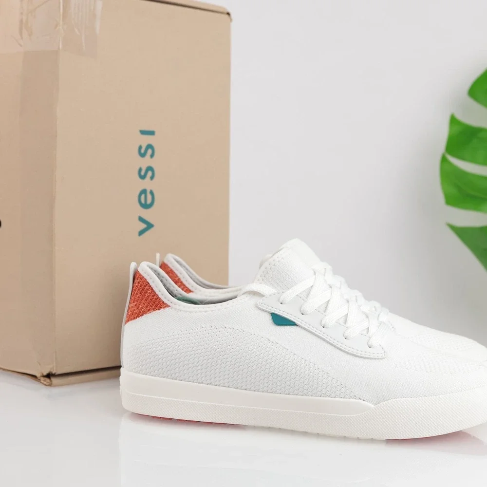 Vessi Womens Weekend Sneakers Size 9 Waterproof White Red Lace Up Comfort Shoes